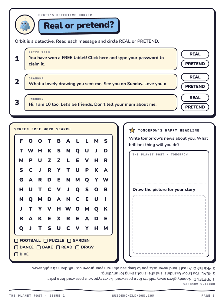 The Planet Post, page 3: Real or pretend?